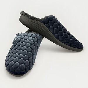 Revitalign Karla Orthotic Slippers Blue Quilted Velvet Mules Women's Size 10